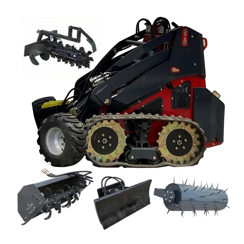 Harga pabrik 280 380 Model pemuat depan mesin pemuat selip Mini mesin pemotong rumput Skid Steer