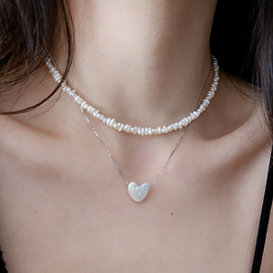 Dây Chuyền Có Thể Điều Chỉnh Đầy Vàng 14K GN135 Mặt Dây Chuyền Hình Trái Tim Trang Sức Nữ Ngọc Trai Baroque - Product Image 2