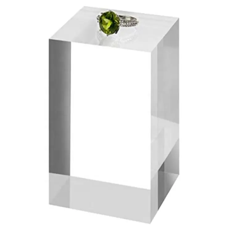 Soporte de exhibición de bloque sólido acrílico, cubo sólido transparente, bloque de exhibición rectangular para joyería, anillo, señal