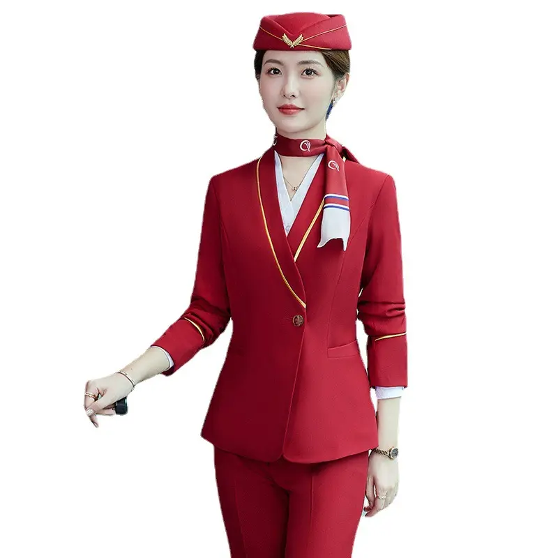 맞춤형 새로운 항공사 스튜어디스 색상 여성 파일럿 슈트 유니폼