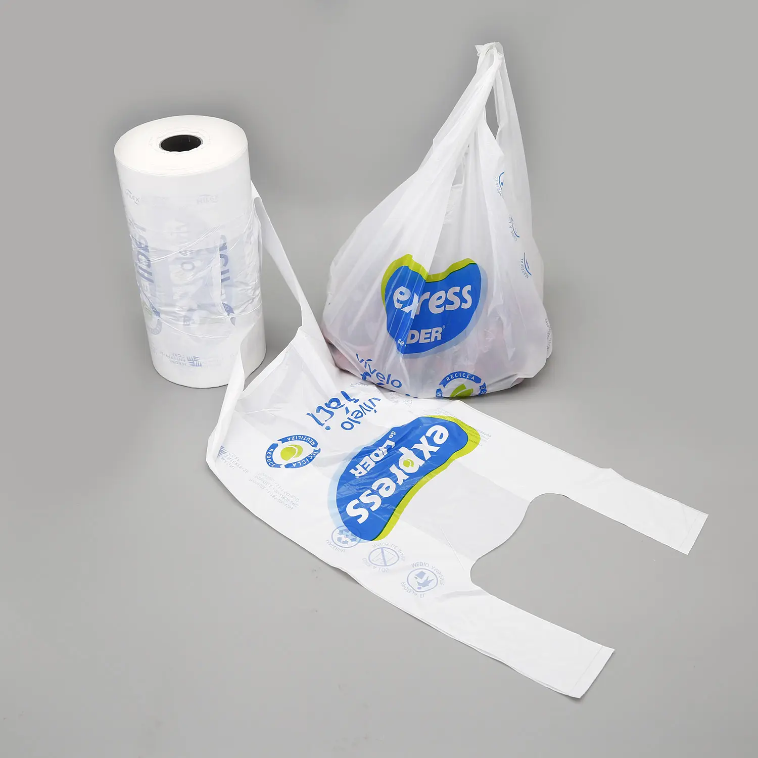 Tùy Chỉnh Logo Phân Hủy Sinh Học Trắng Nhựa Tùy Chỉnh Hdpe Nhựa T Shirt Bag Đối Với Mua Sắm Và Bao Bì Thực Phẩm