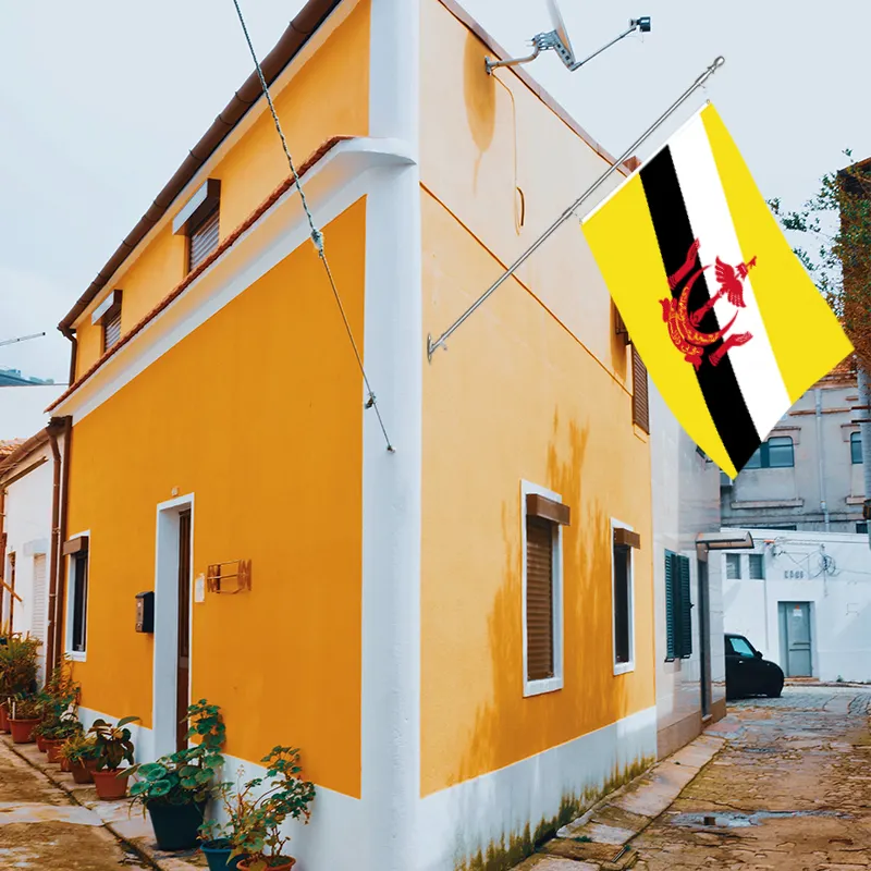 Großhandel 3 x 5 Fuß Bruneis Flaggen 68 D/100 D Polyester individuell alle Nationen schneller Versand zuverlässiger Lieferant schnelle Lieferung