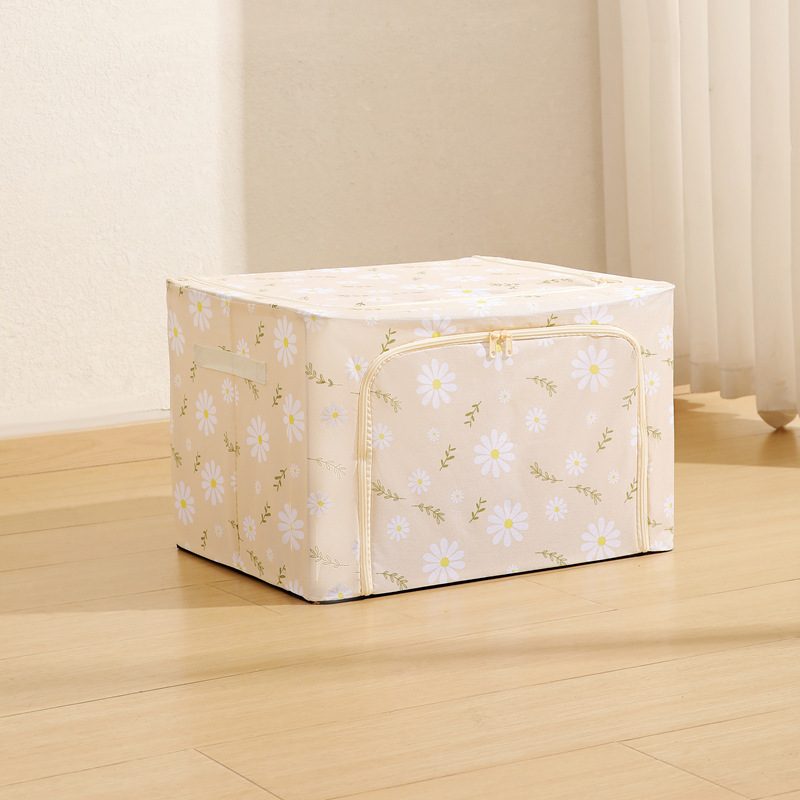 No-window Oxford cloth fabric, light beige with daisy print.