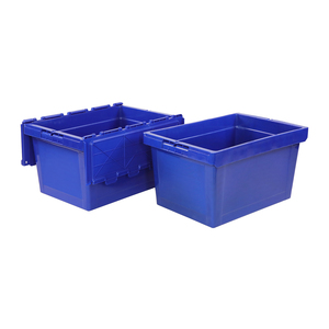 Venta CALIENTE de fábrica Heavy Duty Logistic Stack and Nest Cajas móviles de almacenamiento de plástico Caja de mano de rotación Contenedor de tapa adjunto