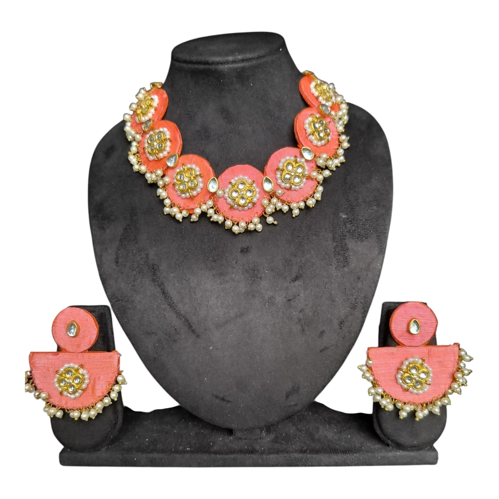 Coral Orange with Gold & White accents