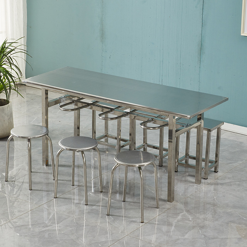 One table and six round stools