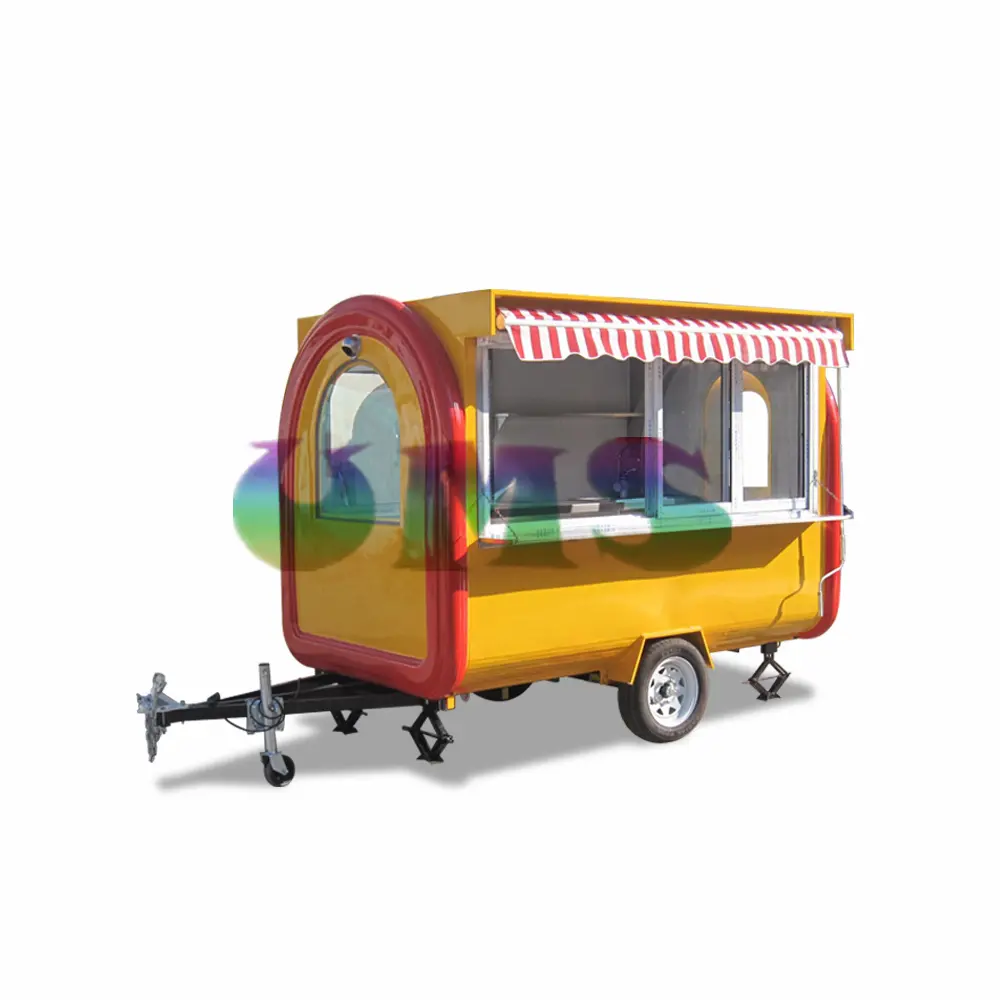 Popular Outdoor Snack Kiosk Awning Design Hot Dog Ice Cream Popsicle Mobile Street Food Cart with Umbrella