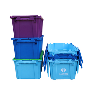 JOIN Warehouse Plastic Moving Crate Nestable Storage Attached Lid <strong>Containers</strong> Round Trip Tote <strong>Logistic</strong> Box for Transport - Product Image 5