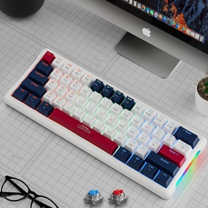 Teclado mecánico RGB de tres modos Mezcla de colores USB Inalámbrico Intercambio en caliente Mini teclado ergonómico para juegos Combo con caja de embalaje