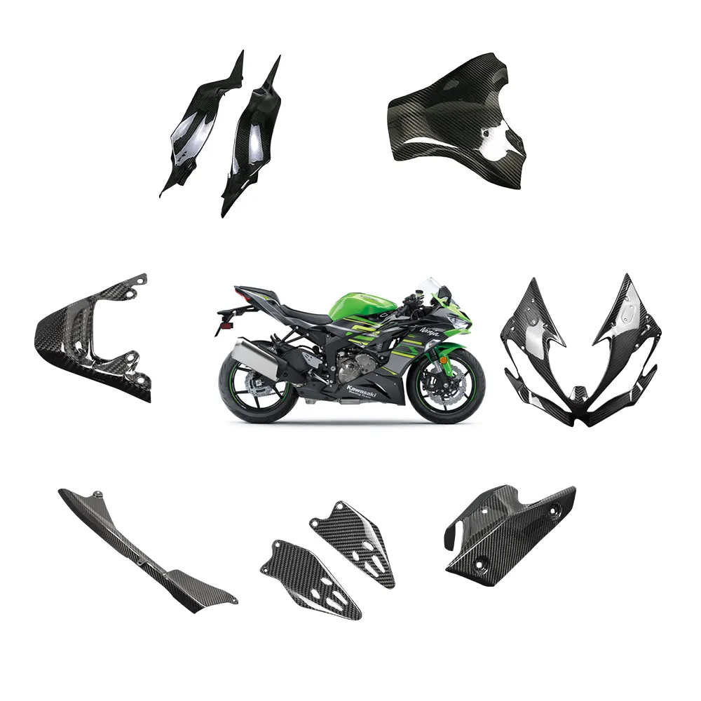 Kit de carenado para motocicleta, piezas de carrocería de fibra de carbono 100% 3K para Kawasaki ZX6R, 2013-2018, 2019, 2020, 2021, 2022