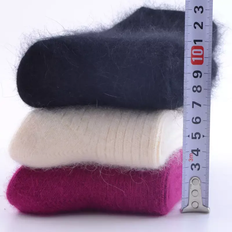 Doppelte Nadel Kaninchen Wolle Dick Super Warm Kaschmir Winter Socken Für Frauen
