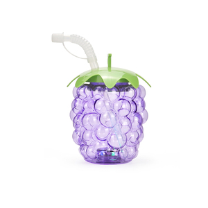 6oz PET plastik üzüm şekli LED ışık meyve suyu fincanı ile hasır kapak 500ml kabarcık Boba süt çay için parti zarif içme suyu şişesi - Product Image 1