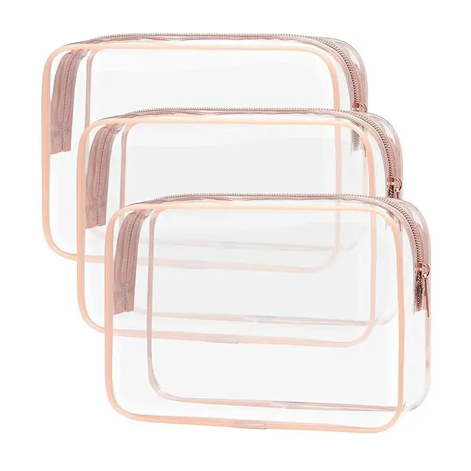 Trousse de toilette transparente et étanche en PVC avec fermeture éclair pour hommes et femmes