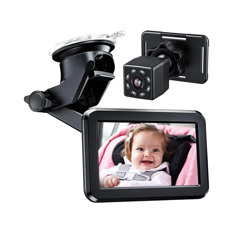 InCar 4.3 인치 유아 후면 디스플레이보기 카메라 360 유아 적외선 야간 투시경 모니터 선물을 직면 조정 가능한 아기 자동차 거울