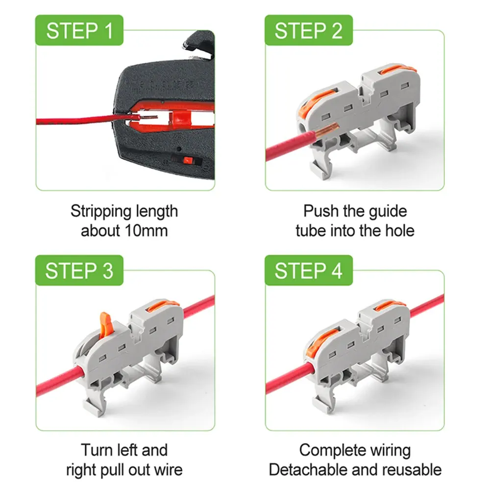 Trilho DIN 211 Fiação Rápida Bloco Terminal Compacto Splicing com Número Faixa Parafuso Conexão 2.5mm2 Fio Cabo Conector Kit