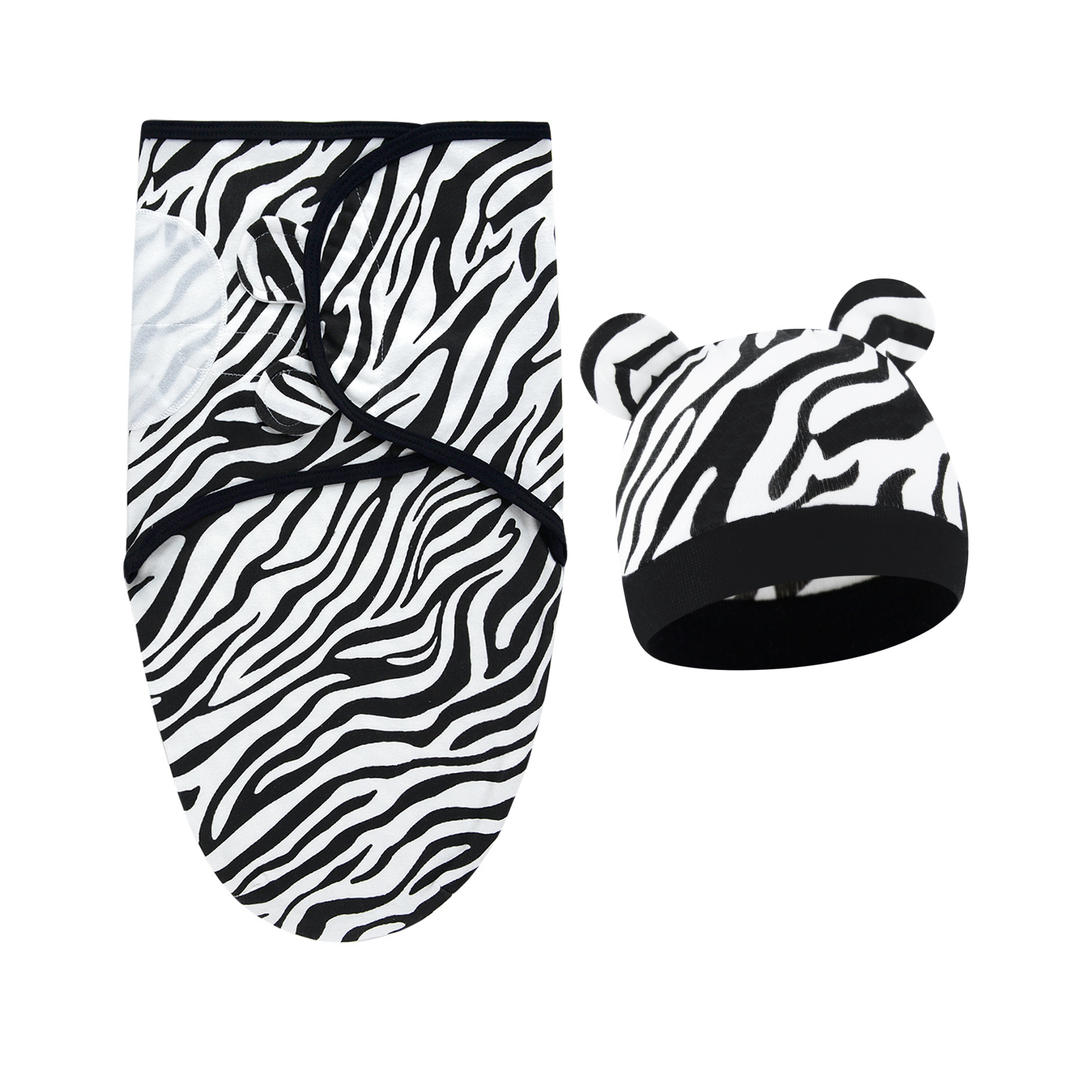 Swaddle + bonnet motif zèbre