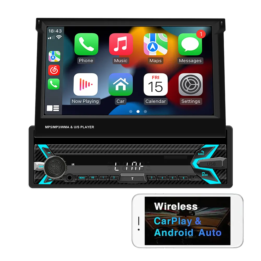 واحد 1 Din 7 بوصة مشغل سيارة ستيريو FM/AM وصلة مرآة راديو 4G كاميرا في USB نظام تحديد المواقع والملاحة