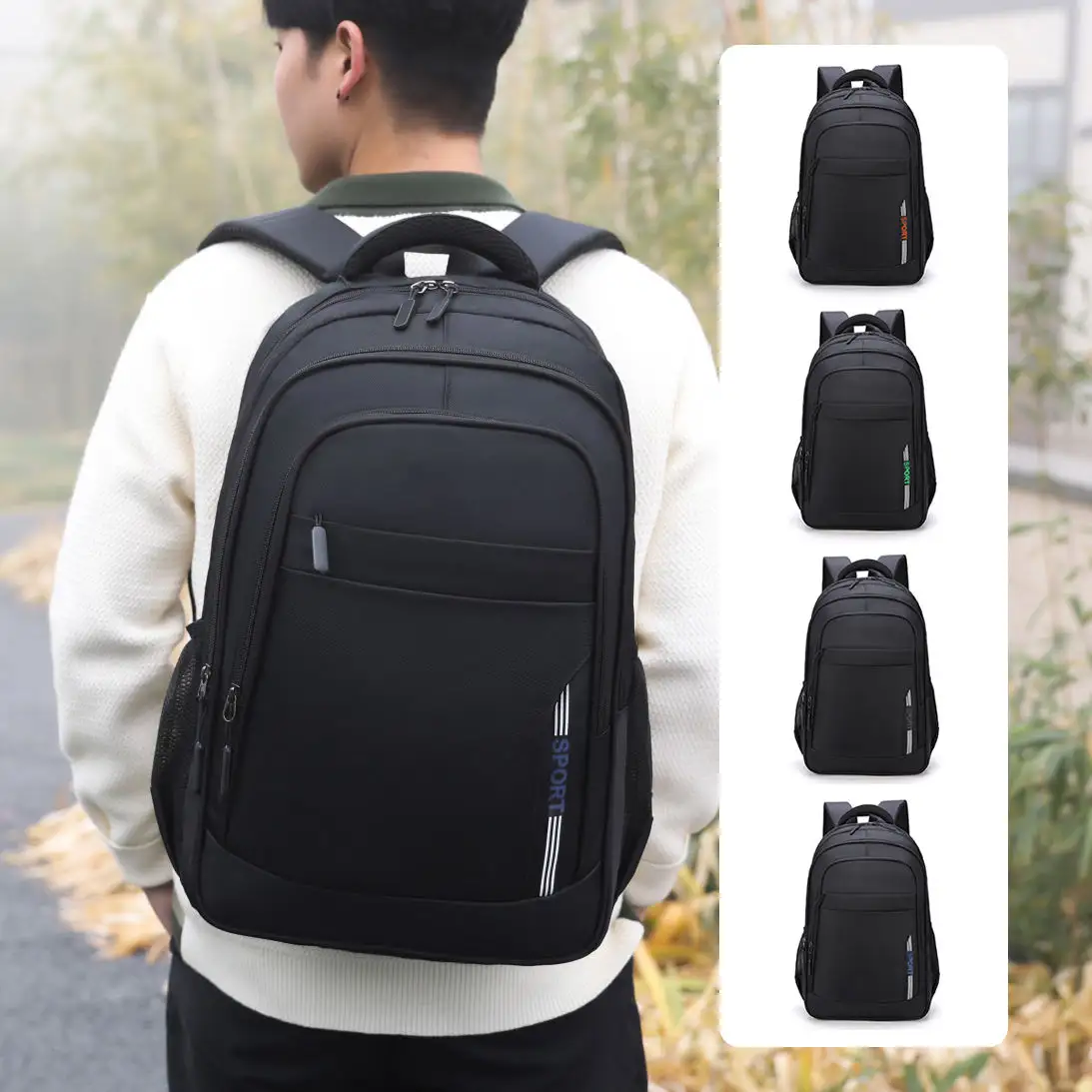 High Capacity 20 Inch Waterproof Laptop School Backpack Black Students Mochila Bags   Covers
