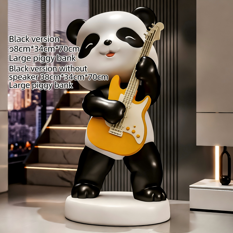 AKD6759H Panda noir jouant de la guitare