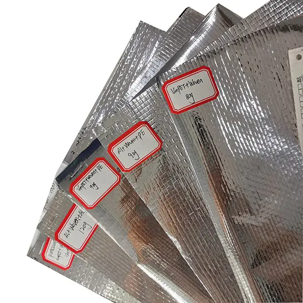 Cường độ cao nhôm lá mỏng/aluminized phim nhiều lớp nhiệt phản chiếu vải cho hộp xuất khẩu bao bì