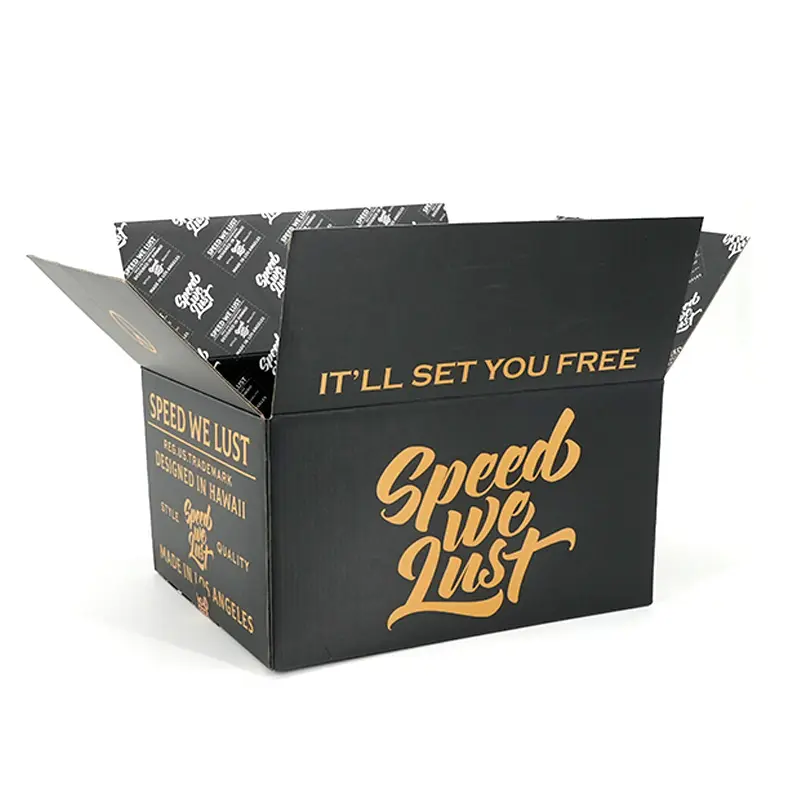Ücretsiz örnek özel baskı tam renkli karton sağlam kargo kargo ambalaj teslimat oluklu siyah kutu ambalaj