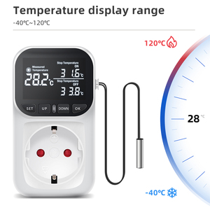 New Arrivals Large LCD Screen Digital Temperature <strong>Controller</strong> Thermostat <strong>Timer</strong> Switch EU Socket With Temperature <strong>Sensor</strong>