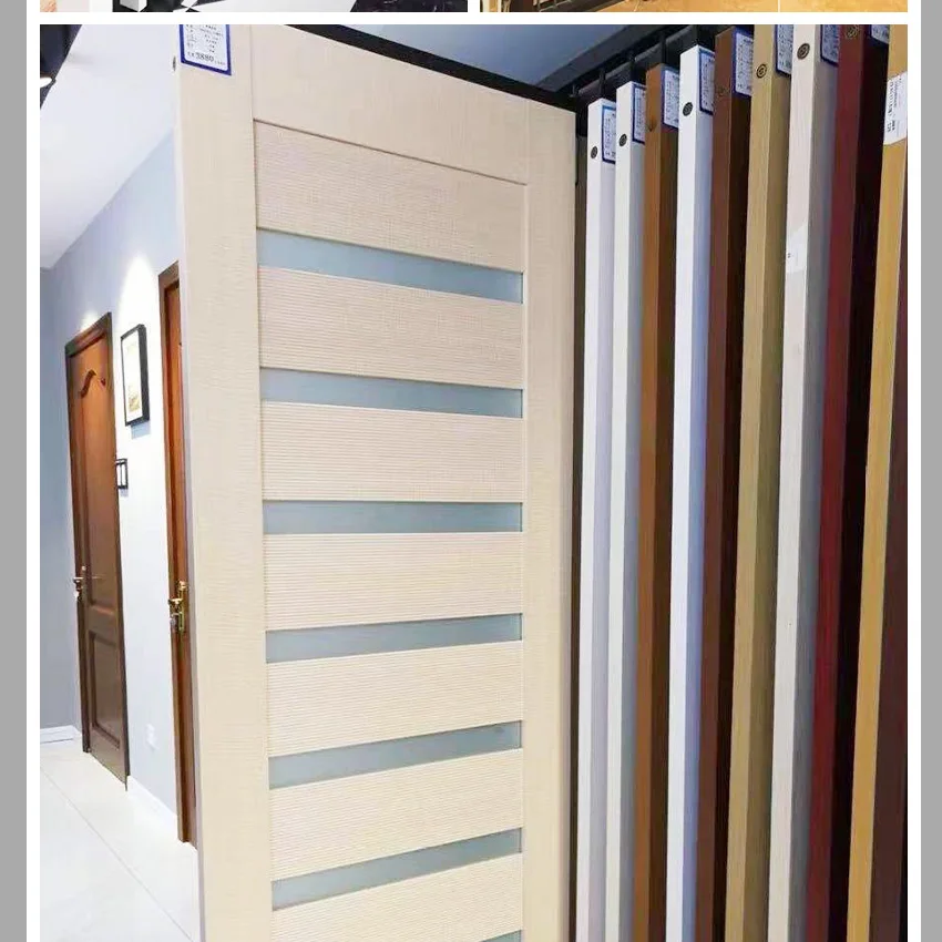 Tsianfan New Design Custom Stand Showroom Metal Sample Floor Tile Pull Out Wood Doors Stands Wooden Door Sliding Display Rack