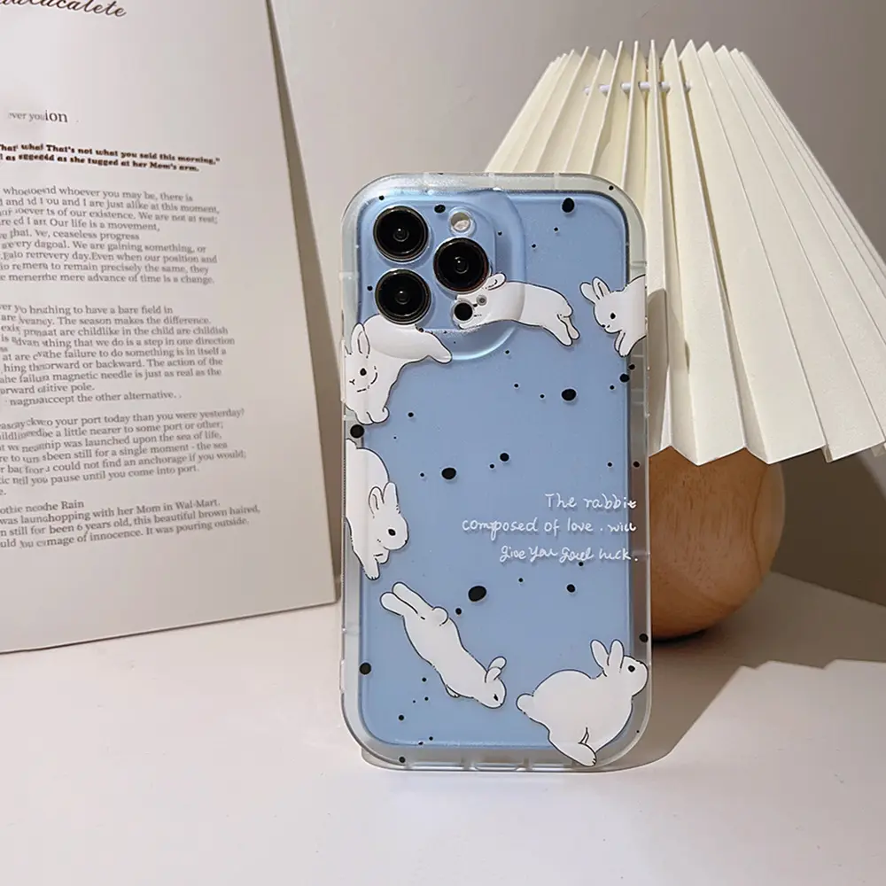 China manufacturer phone protective case blue with rabbit mobile phone case