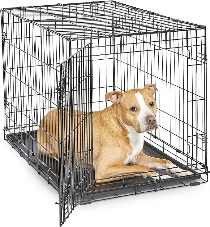 Yeni gelişmiş tek köpek sandık, sızdırmaz bir tava ve zemin koruma köpek kafesi 24, 30, 36, 42, 48 inç Undersized köpek evi