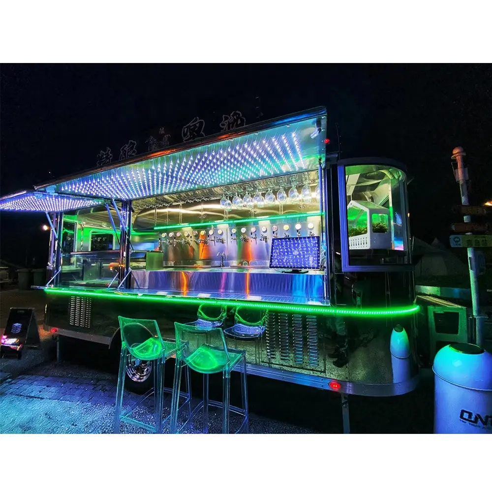 Mobil bar bira dondurma gıda kamyon arabası satılık paslanmaz çelik hot dog pizza kahve gıda römork mutfak ekipmanları