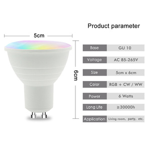 智能家居图雅发光二极管聚光灯5.5W WIFI ZigBee GU10 RGB CCT GU5.3 MR16带遥控器的发光二极管灯泡 - Product Image 2