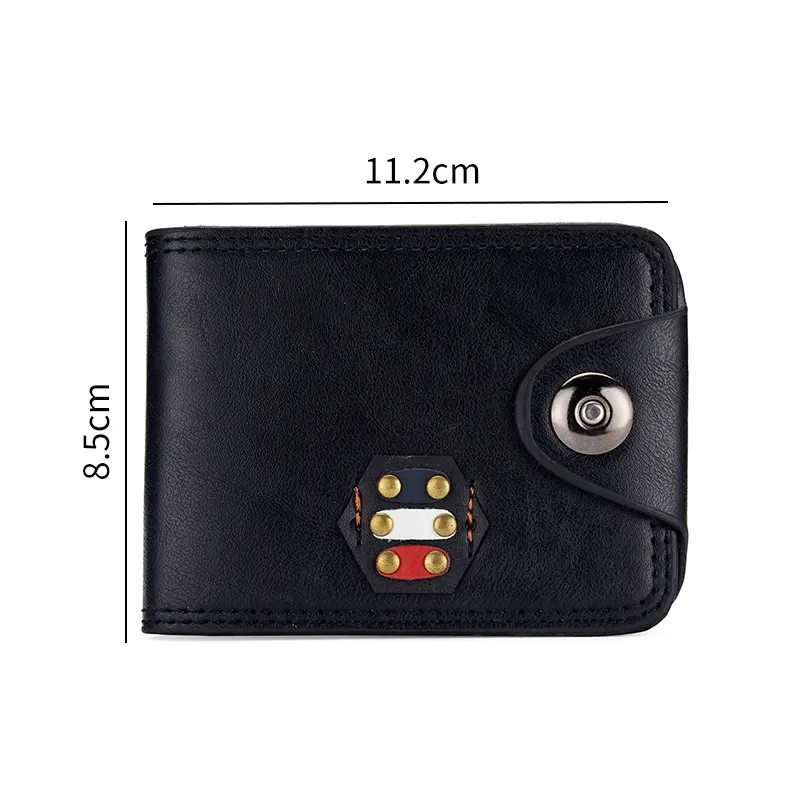 럭셔리 블랙 가죽 지갑 사용자 정의 로고 브랜드 바느질 지갑