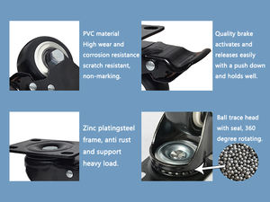 Großhandel Caster Hersteller 40mm/50mm 1,5 Zoll/2 Zoll Light Duty PVC/PU Caster mit abschließbarem Rattan Stuhl mit Rollen - Product Image 5