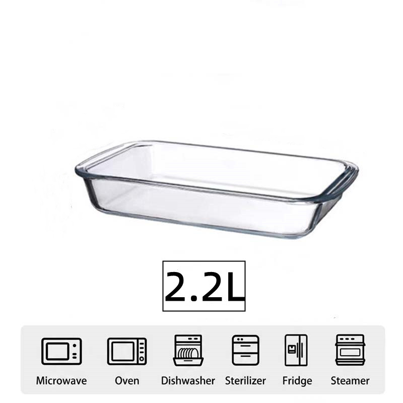 Molde rectangular transparente para hornear - 2.2L
