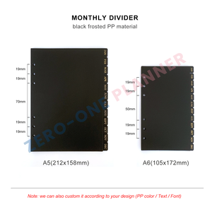 Custom A5 A6 Black PP Monthly Divider with Side Tab 12 Monthly Planner Dashboard Text Print Tab Index Pages - Product Image 2