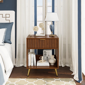 Night Stand Com 1 Gaveta 1 Prateleira Mesa De Cabeceira De Madeira para Armazenamento De Quarto Mesa Final para Office & Small Space Mid-Century