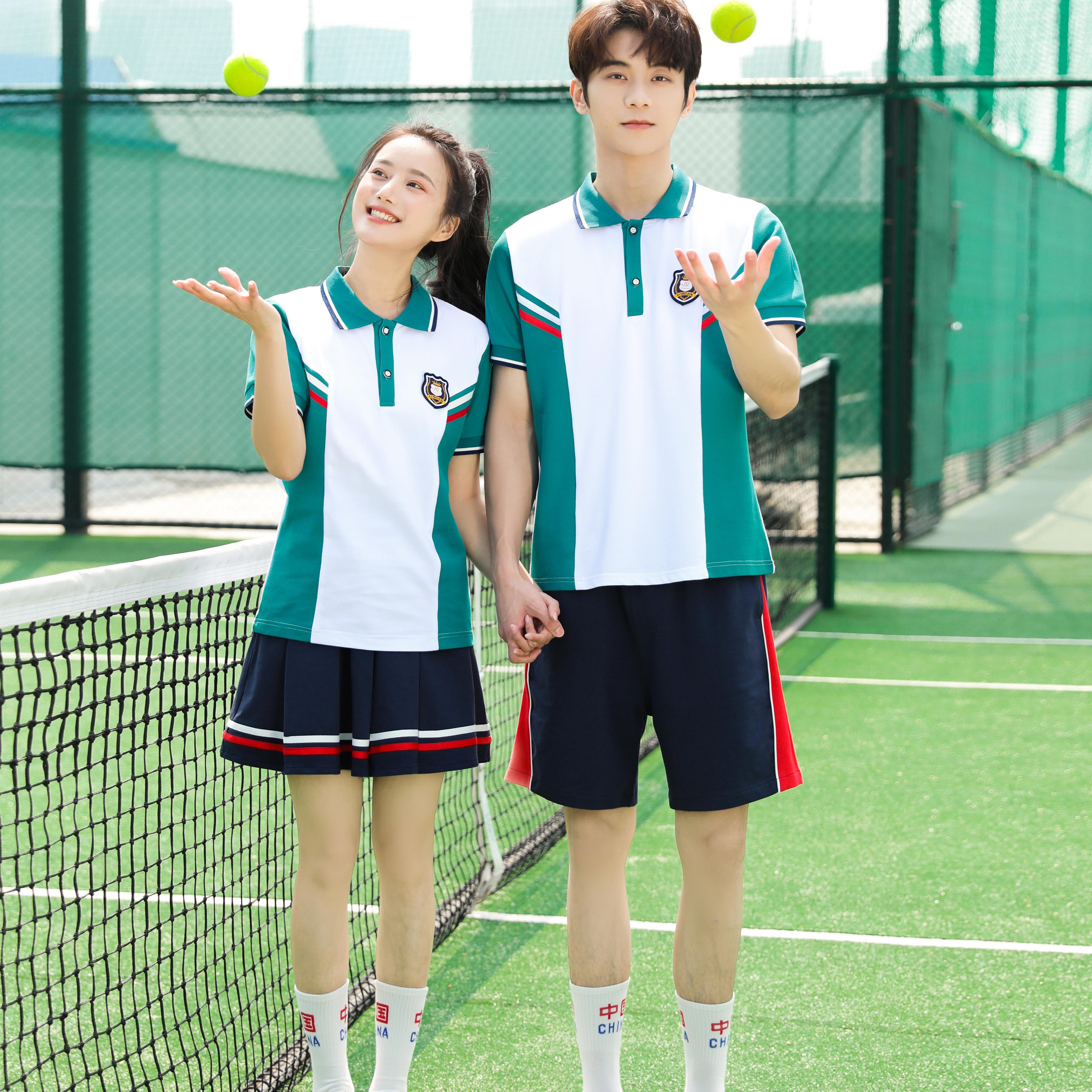 Blue polo shirt+sport pants