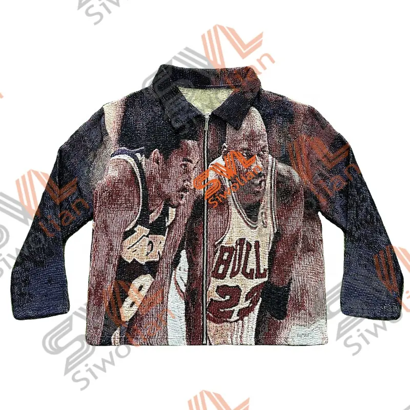 2024 Nieuwe Heren Wandtapijt Jas Mannen Custom High Street Basketballen Kleding Bomber Wind Oversized Jas Met Rits Man