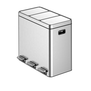 Cubo de basura de Metal para el hogar, 3 compartimentos, clasificación, 3 en 1
