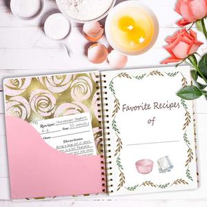 Custom Recipe <strong>Notebook</strong> <strong>Cookbook</strong> Journal 8.5&quot; X 11&quot; Hard Cover Gold Spiral Binding - Product Image 4