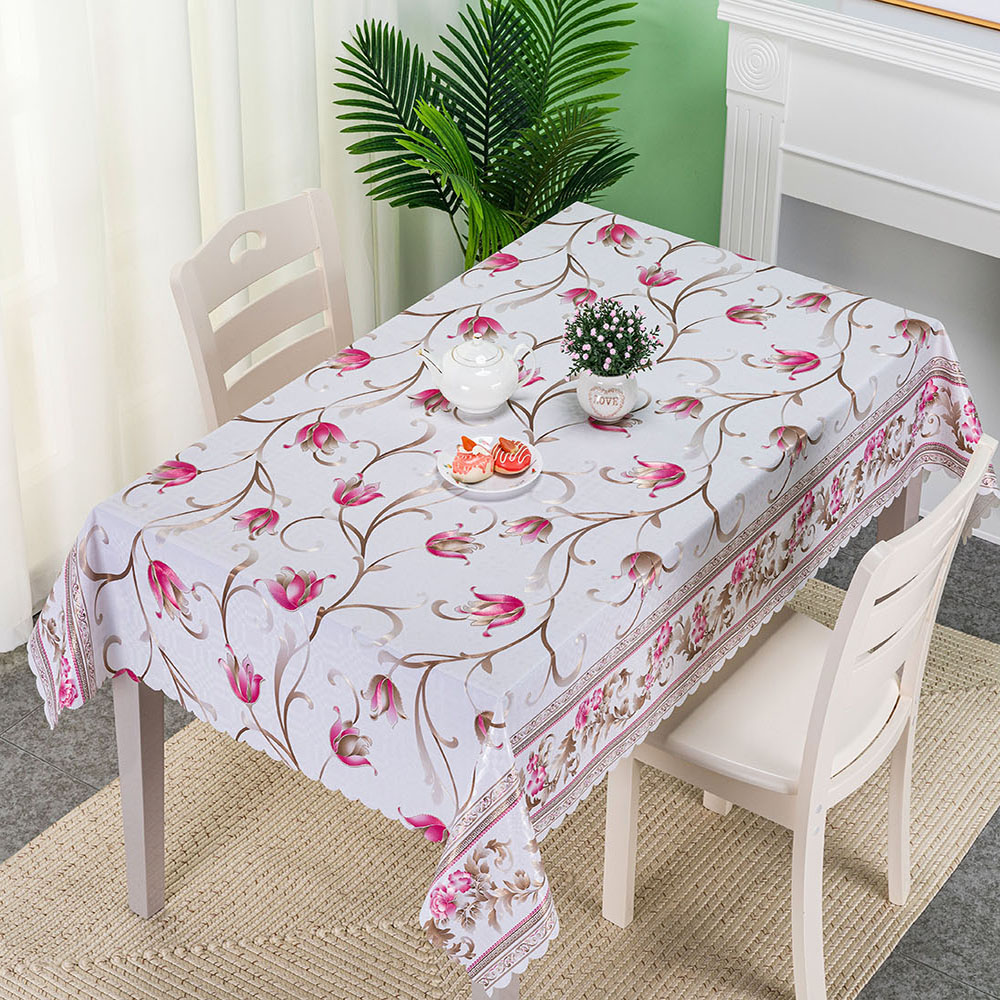 IUIU L-Metallic Embossing Home Dinning White PVC Tablecloth
