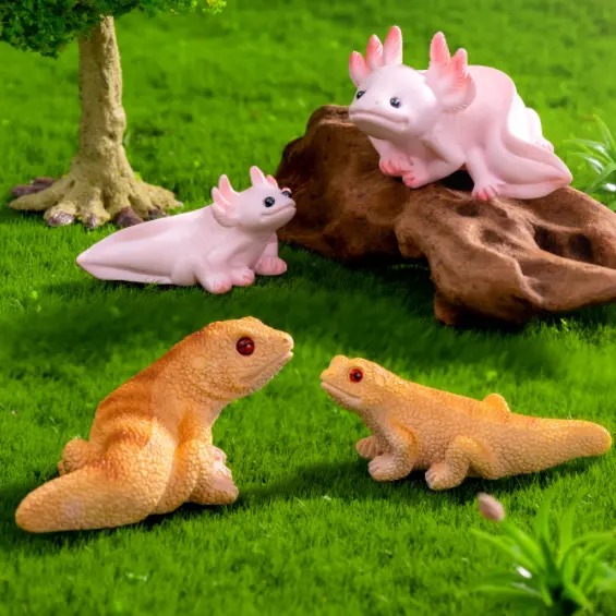 Thực tế nhựa thằn lằn hexaceratops axolotl Tắc Kè Hoa ếch hình tác phẩm điêu khắc động vật thu nhỏ figurine cho Keychain đồ chơi trẻ em