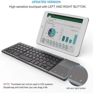 Mini teclado inalámbrico BT recargable con panel táctil Interfaz USB Trackpad plegable para múltiples dispositivos, para Pad y Tablet - Product Image 4