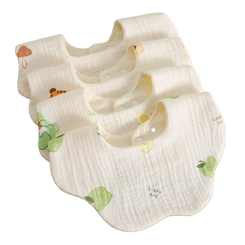 Bavoirs en mousseline de coton biologique avec bouton triangle souple et anti-salive, bavoirs pour bébés et enfants, vente en gros