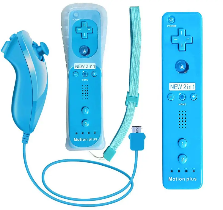Nuovo 2 in 1 Motion Plus Remote e Nunchuck Controller Per Nintendo Wii & Wii U con Custodia in Silicone