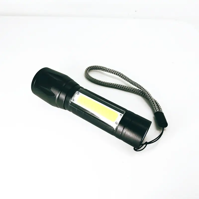Torcia a pannocchia a LED a 2 vie torce da campeggio illuminazione ricaricabile USB lampada a luce Flash portatile 4 modalità Zoom Mini luce da lavoro