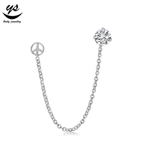 Beautiful Double Earrings in Surgical Steel with <strong>CZ</strong> and Gold Plating <strong>Ear</strong> Studs with Heart and Star Patterns for Wedding Party - Product Image 4