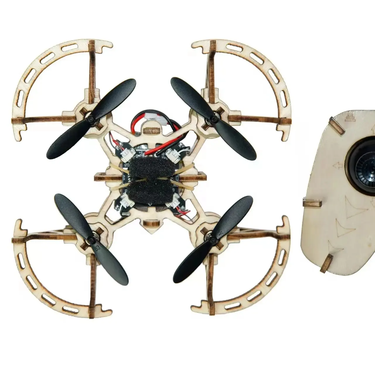 Pesawat kendali jarak jauh mengajar model empat sumbu, fotografi udara UAV rakitan DIY kayu tinggi tetap