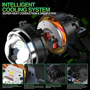 BULBTEK AF01 <strong>LED</strong> Fog Lamp Bi <strong>LED</strong> Projector Lens 3.0 Inch Headlights Bulb Retrofit 250W <strong>15000</strong> Lm Dual Projector Lens for TOYOTA - Product Image 4