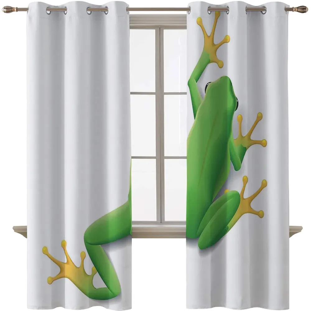 Décoration animale en gros, illustration d'une grenouille de derrière les petites pattes rideau imprimé en 3D pour les fenêtres